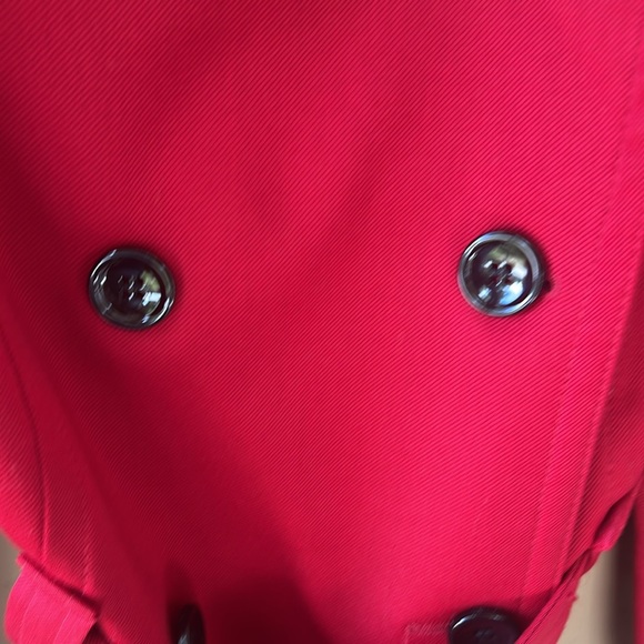 Zara Woman Sz 6 Wool Red Belted  Short Trench Coat Careerwear Contemporary - Picture 5 of 13